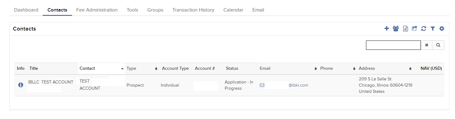 Image of the create additional account panel in portal. 
